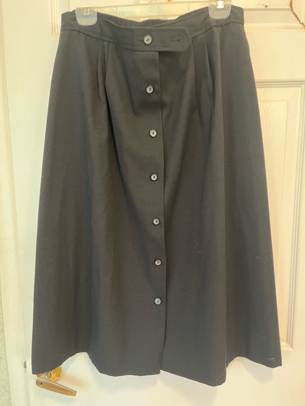 Classic Black Button-Front A-Line Skirt. 18
